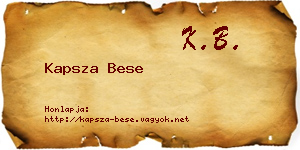 Kapsza Bese névjegykártya